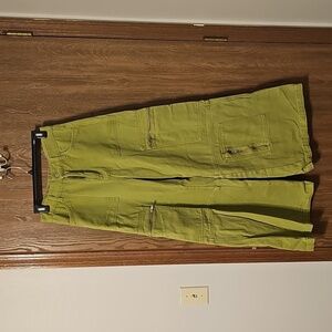 CIDER Wide-Leg Green Cargo Pants